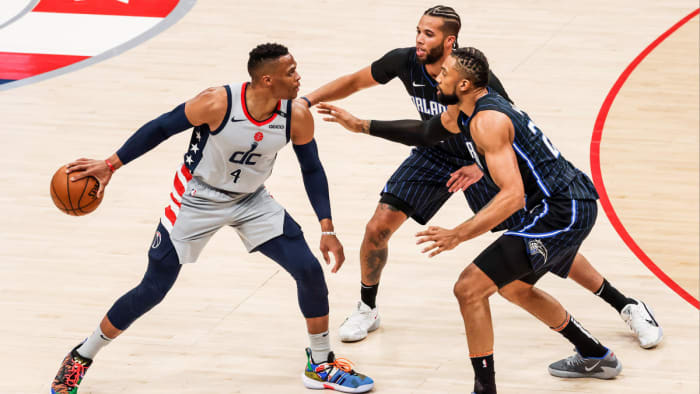 Though he still racks up the counting stats, Westbrook is no longer a threat to drive past opponents.